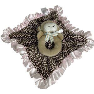 Carters Pink Animal Print Bear Lovey Security Blanket Lovie Rattle